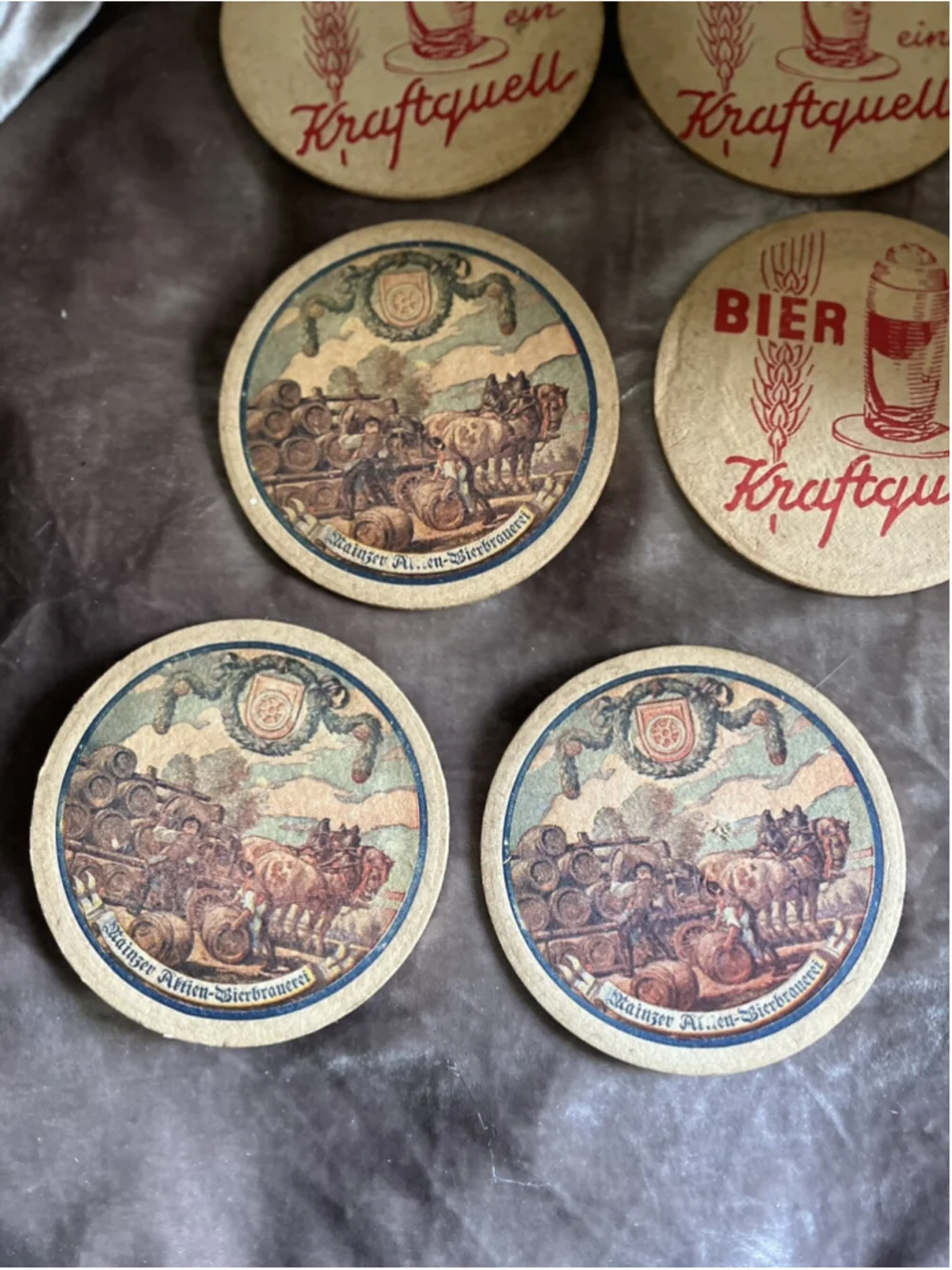 Vintage DAINZER AFTIEN-BIERBRAUEREI Cardboard Coaster COLLECTIBLE 6 TOTAL , SEE